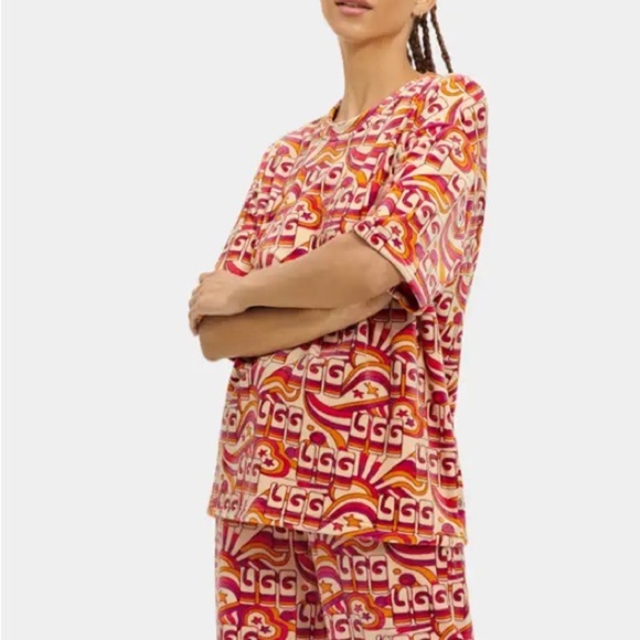 UGG Kinslee Top Velvet Fleece Oversized Short Sleeve T-shirt Retro 70s New w tag - Picture 3 of 16